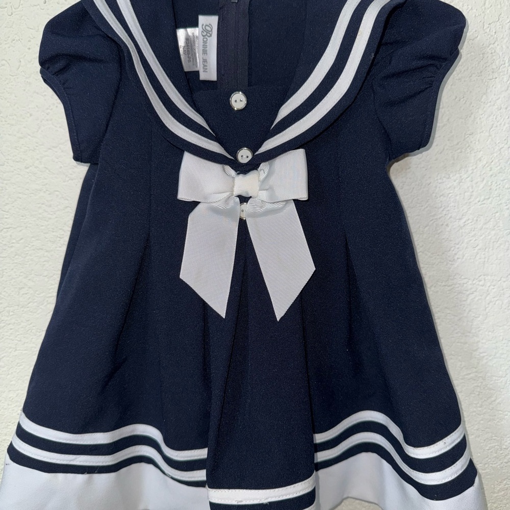 Bonnie Jean Navy and White Formal Dress